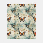 カラフルヴィンテージ蝶と花(7) フリースブランケット (正面)