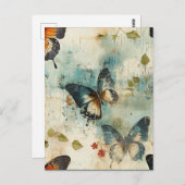 カラフルヴィンテージ蝶と花(7) ポストカード (正面/裏面)