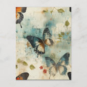 カラフルヴィンテージ蝶と花(7) ポストカード (正面)