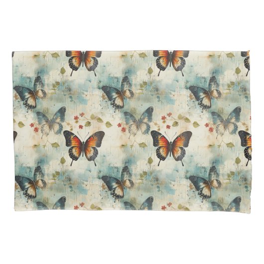 カラフルヴィンテージ蝶と花(7) 枕カバー (正面左)