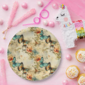 カラフルヴィンテージ蝶と花(8) ペーパープレート (パーティー)