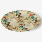 カラフルヴィンテージ蝶と花(8) ペーパープレート (アングル)