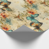 カラフルヴィンテージ蝶と花(8) ラッピングペーパー (角)
