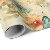 カラフルヴィンテージ蝶と花(8) ラッピングペーパー (ロールコーナー)