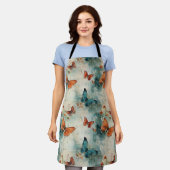 カラフルヴィンテージ蝶と花(9) エプロン (着用した状態)