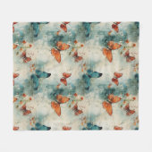 カラフルヴィンテージ蝶と花(9) フリースブランケット (正面(横))