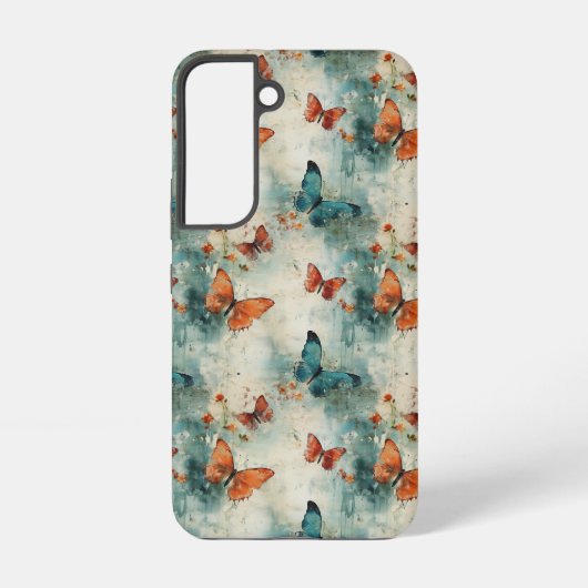カラフルヴィンテージ蝶と花(9) SAMSUNG GALAXYケース (裏面)