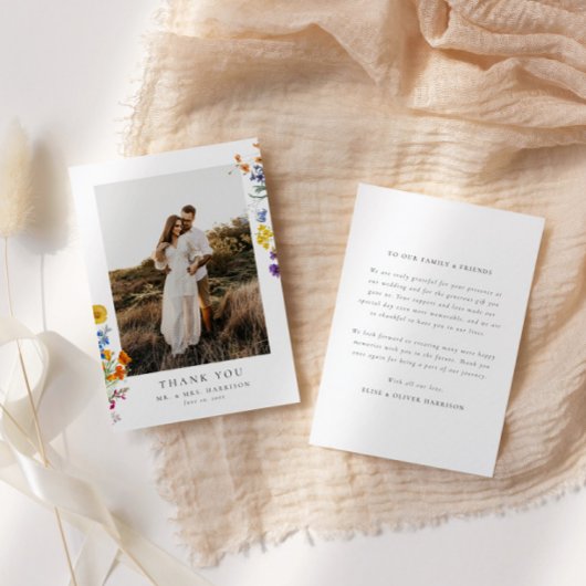 カラフルヴィンテージ野結婚花 サンキューカード