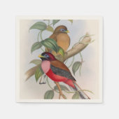 カラフルヴィンテージ鳥イラストレーション紙ナプキン スタンダードカクテルナプキン (正面)