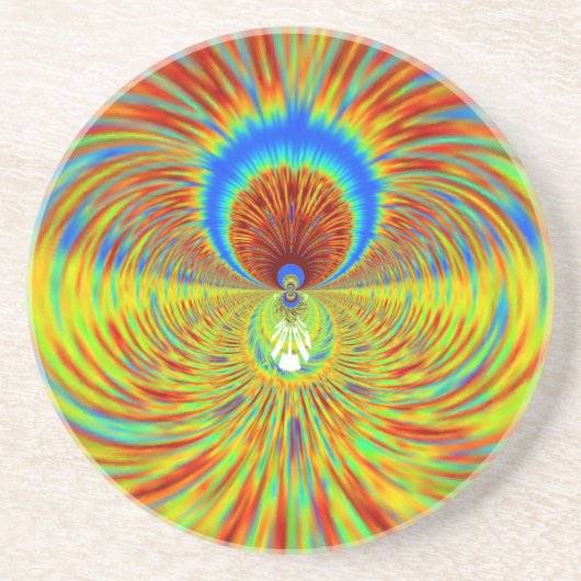 カラフル万華鏡のように千変万化するパターンアートプリント コースター (正面)