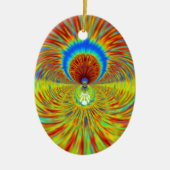カラフル万華鏡のように千変万化するパターンアートプリント セラミックオーナメント (正面)
