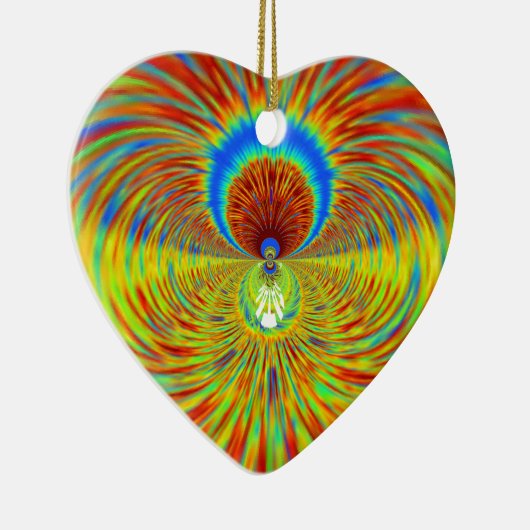 カラフル万華鏡のように千変万化するパターンアートプリント セラミックオーナメント (右)