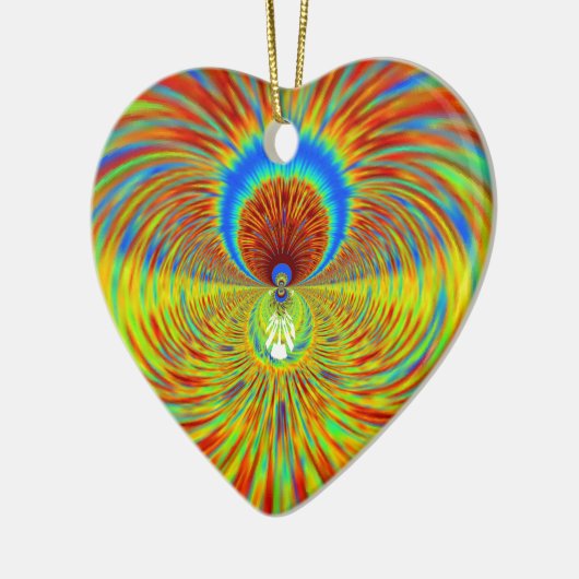 カラフル万華鏡のように千変万化するパターンアートプリント セラミックオーナメント (左)