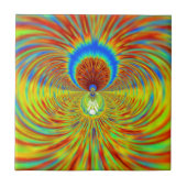 カラフル万華鏡のように千変万化するパターンアートプリント タイル (正面)