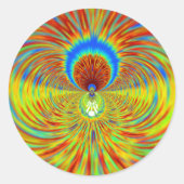 カラフル万華鏡のように千変万化するパターンアートプリント ラウンドシール (正面)