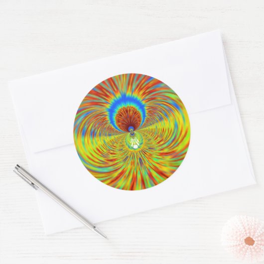 カラフル万華鏡のように千変万化するパターンアートプリント ラウンドシール (封筒)