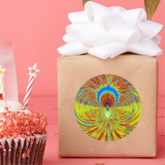 カラフル万華鏡のように千変万化するパターンアートプリント ラウンドシール (パーティー)