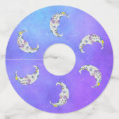 カラフル三日月のかわいらし顔抽象芸術の形状 ワイングラスタグ (正面)