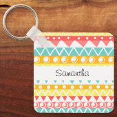カラフル三角形と円 キーホルダー (正面)