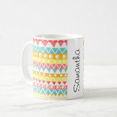 カラフル三角形と円 コーヒーマグカップ (正面左)