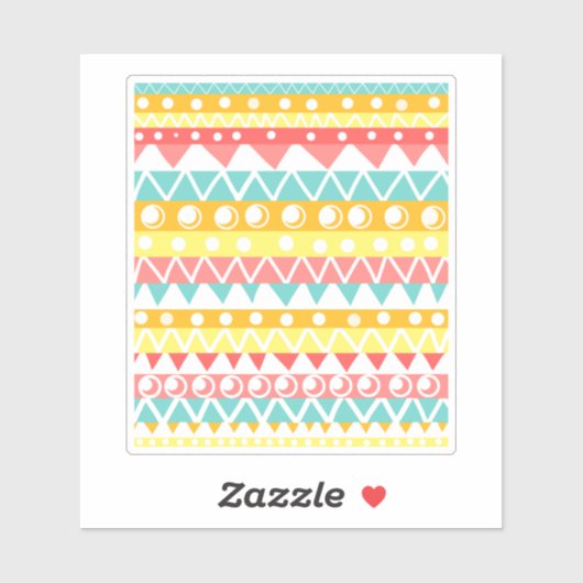 カラフル三角形と円 シール (シート)