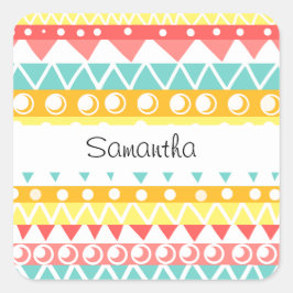 カラフル三角形と円 スクエアシール