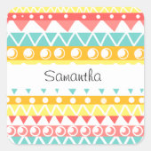 カラフル三角形と円 スクエアシール (正面)