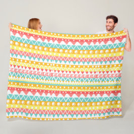 カラフル三角形と円 フリースブランケット