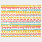 カラフル三角形と円 フリースブランケット (正面(横))