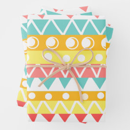 カラフル三角形と円 ラッピングペーパーシート