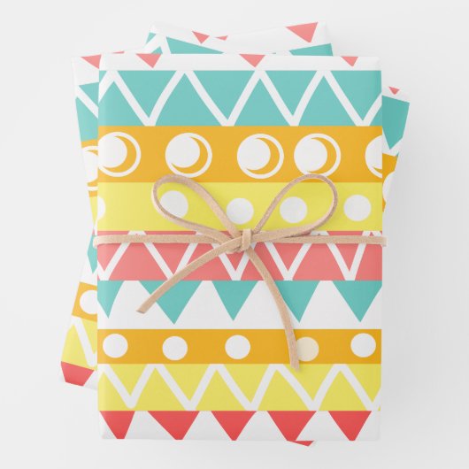 カラフル三角形と円 ラッピングペーパーシート (インサイチュ)