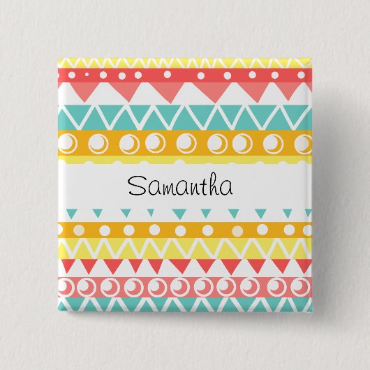 カラフル三角形と円 缶バッジ (正面)