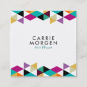 カラフル三角形のジオメトモダンリデザイン スクエア名刺 (正面)