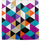 カラフル三角形のモダン幾何学的パターン シャワーカーテン (正面)