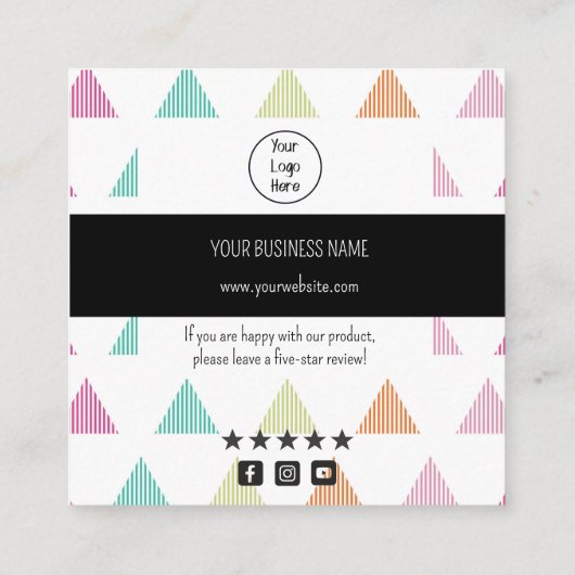 カラフル三角形の名刺の感謝してい確認 スクエア名刺 (裏面)