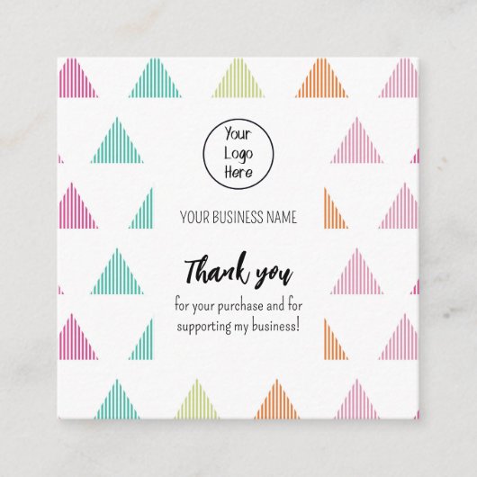 カラフル三角形の名刺の感謝してい確認 スクエア名刺 (正面)