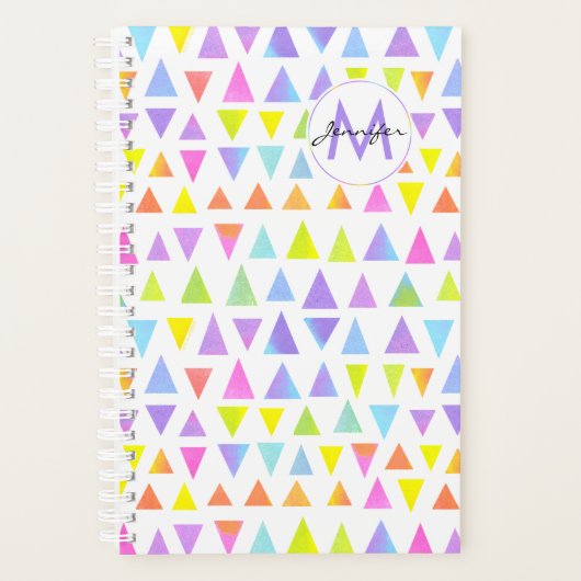 カラフル三角形の水の色パターン プランナー手帳 (正面)