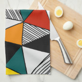 カラフル三角形ジオメトリパターン キッチンタオル (四つ折り)