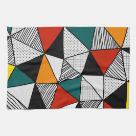 カラフル三角形ジオメトリパターン キッチンタオル