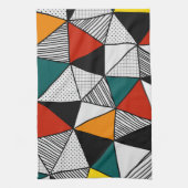 カラフル三角形ジオメトリパターン キッチンタオル (縦)