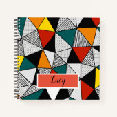 カラフル三角形ジオメトリパターン ノートブック (正面)
