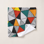 カラフル三角形ジオメトリパターン バスタオルセット (ウォッシュタオル)