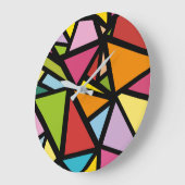 カラフル三角形パターン3 ラージ壁時計 (傾斜)