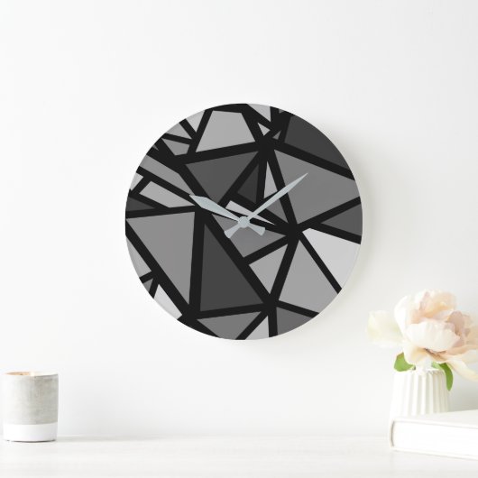 カラフル三角形パターン6 ラージ壁時計 (ホーム)