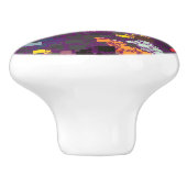 カラフル上の紫色の幾何学的な輪郭ははねかけます セラミックノブ (側面)