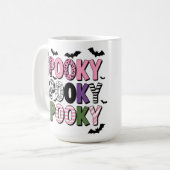 カラフル不気味ハロウィーンかわいい魔女ハット&こうもり コーヒーマグカップ (正面左)