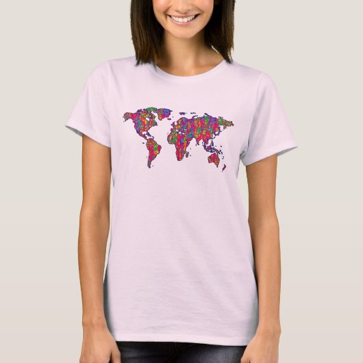 カラフル世界地図アート Tシャツ (正面)