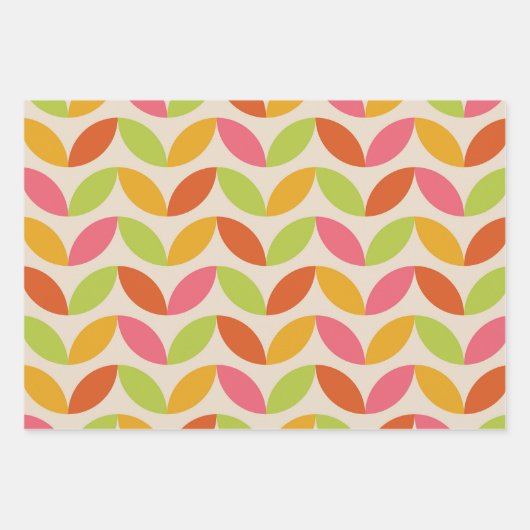 カラフル世紀中頃の幾何離れ型模様 ラッピングペーパーシート (正面)