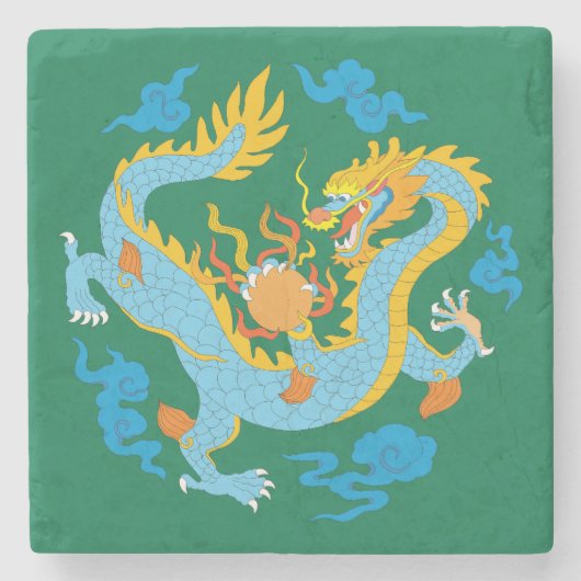 カラフル中国のクラシックドラゴン ストーンコースター (正面)