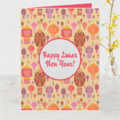 カラフル中国の提灯 カード (黄色い花)